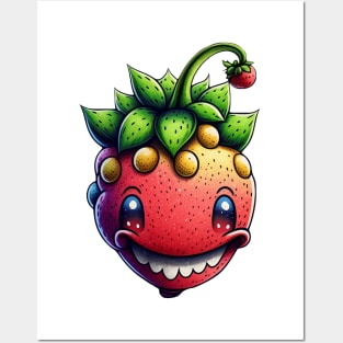 Cartoon strawberry buddy Posters and Art